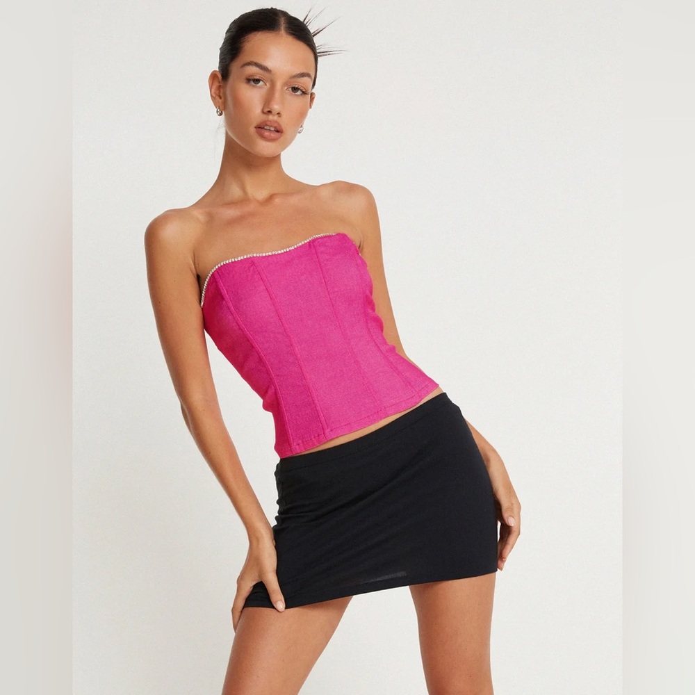 Motel Rocks Kya Corset Top In Fuchsia